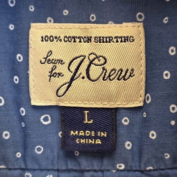 J. Crew Men's Blue Circle Print Casual Button Down Short Sleeve Shirt L - Picture 13 of 15
